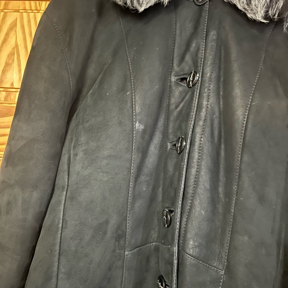 Genuine Shearling jacket coat size Large for women w/hood warm made in Italy - Picture 10 of 16
